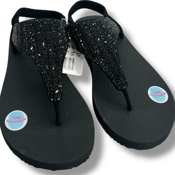 NEW Skechers Meditation Glamour Muse Sandals Size 9 Black Embellished Rhinestone - Picture 5 of 11